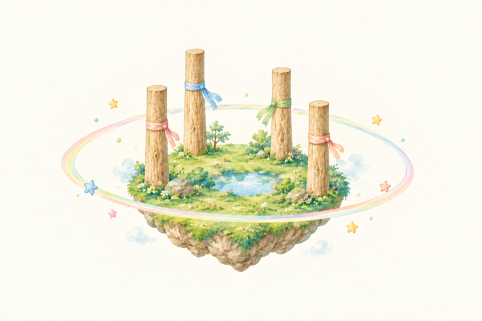 四本の柱が立つ、星の御柱の風景